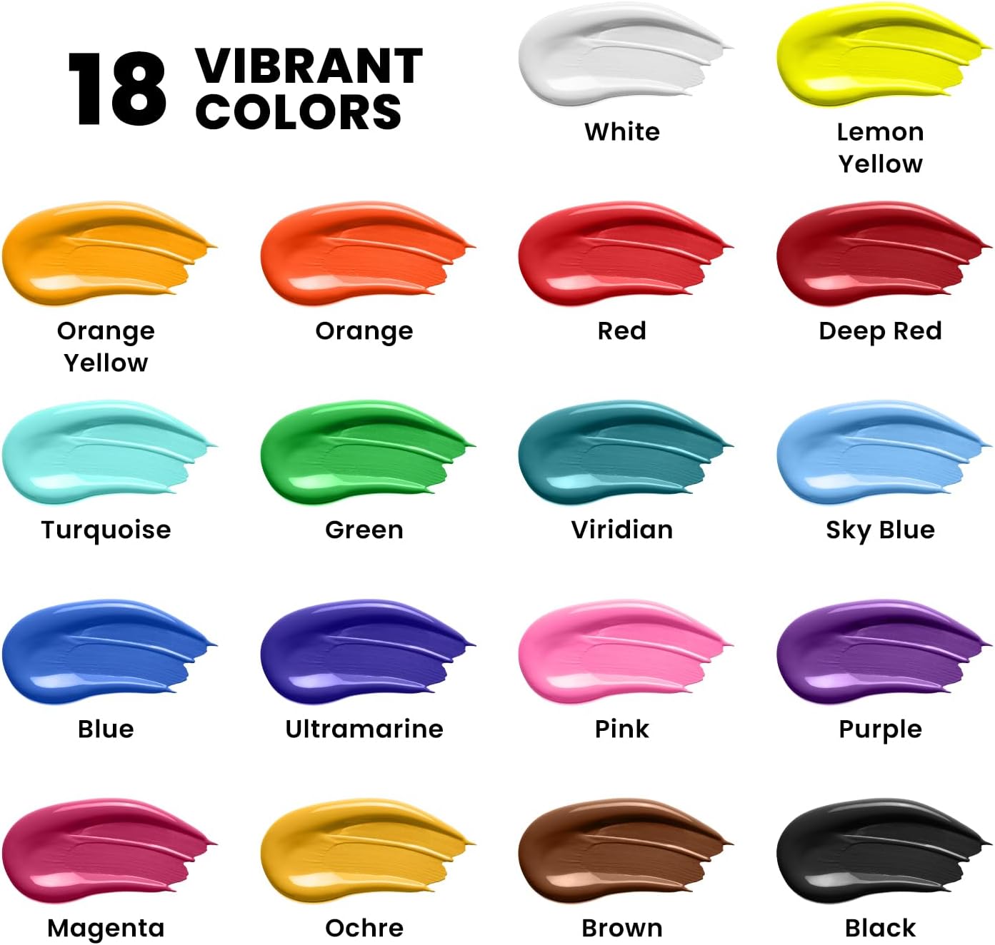 Artme 18 Colors Acrylic Paint Set, 8.45oz/250 ml Large Bulk Acrylic Paint, Rich Pigment Art Painting Supplies for Artists and Beginners Painting on Canvas Wood Rocks Crafts Ceramic