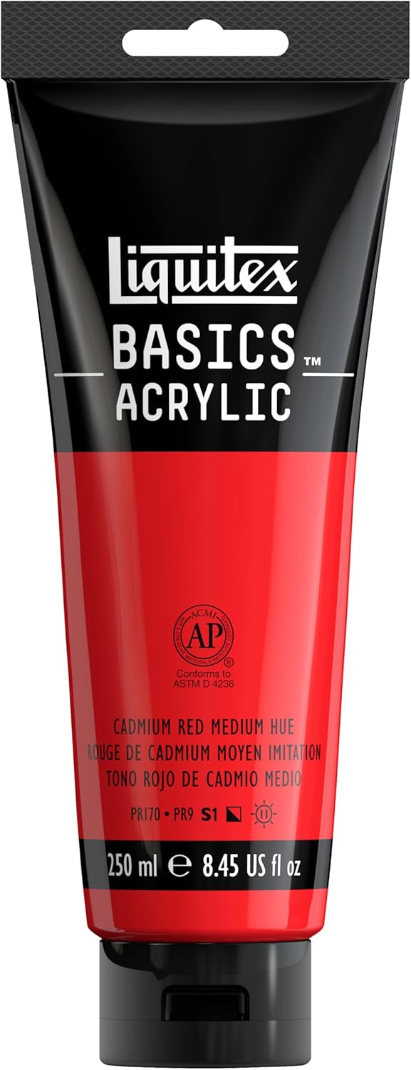 Liquitex BASICS Acrylic Paint, 250ml (8.5-oz) Tube, Cadmium Red Medium Hue
