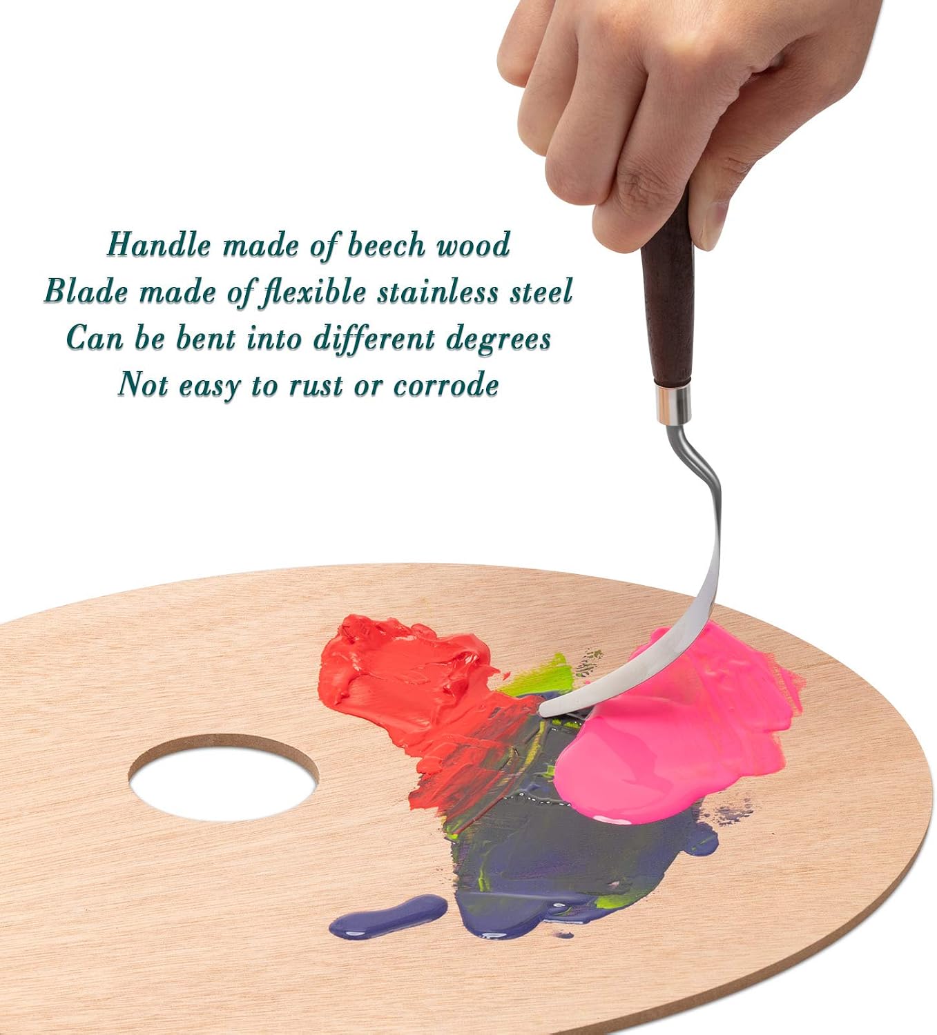 Honoson 7 Pieces Painting Knife Set Spatula Palette Knife Stainless Steel Drawing Scraper Oil Painting Accessories with Wood Handle for Art Acrylic Draw Color Mixing Supplies(Redwood Color)