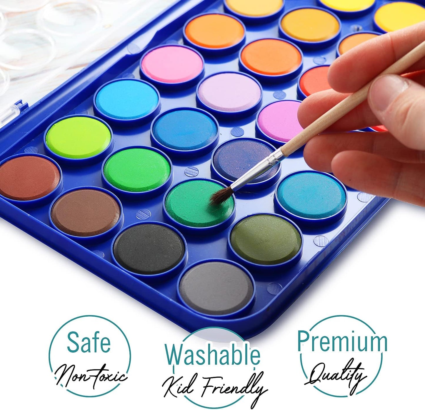 2 Pack Watercolor Paint Set 12 Vivid Colors Includes Watercolour Mixing Palette and 2 Brushes, Perfect For Artists, Beginner Painters, Kids and Adult Painting
