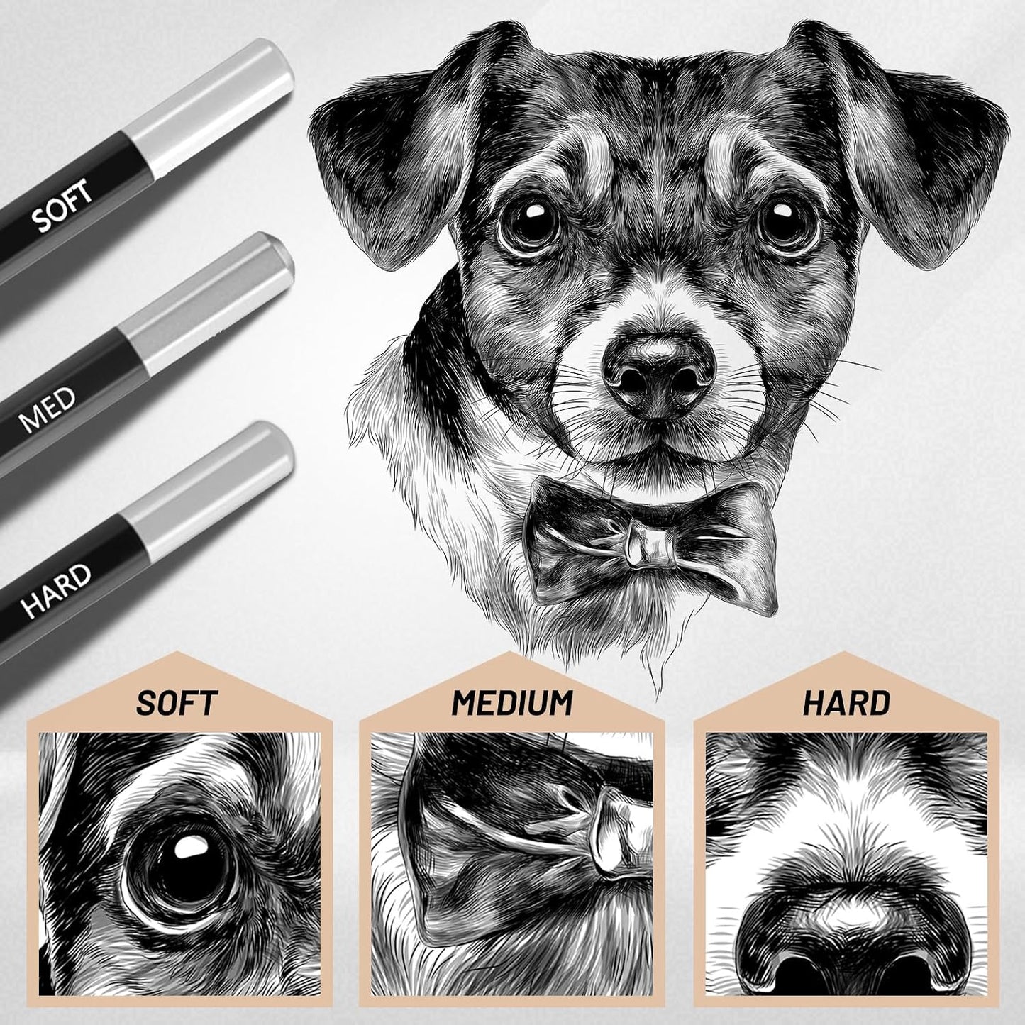 Geyoga 72 Pcs Professional Charcoal Pencils Bulk Soft Medium Hard for Drawing Charcoal Pencils for Art Painting Sketching Shading Drawing Blending Portrait Artists Students Christmas Stocking Gifts