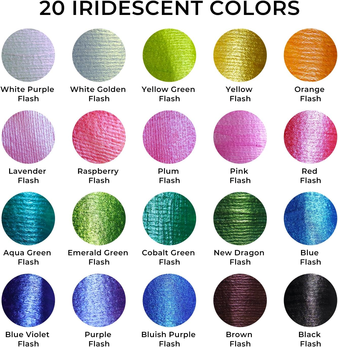 Artme Iridescent Acrylic Paint Set, 20 Chameleon Colors in 2 oz/60ml Bottles, Color-shifting Acrylic Paint Perfect for Artists, Beginners on Canvas, Rocks, Wood, Fabric, Ceramic