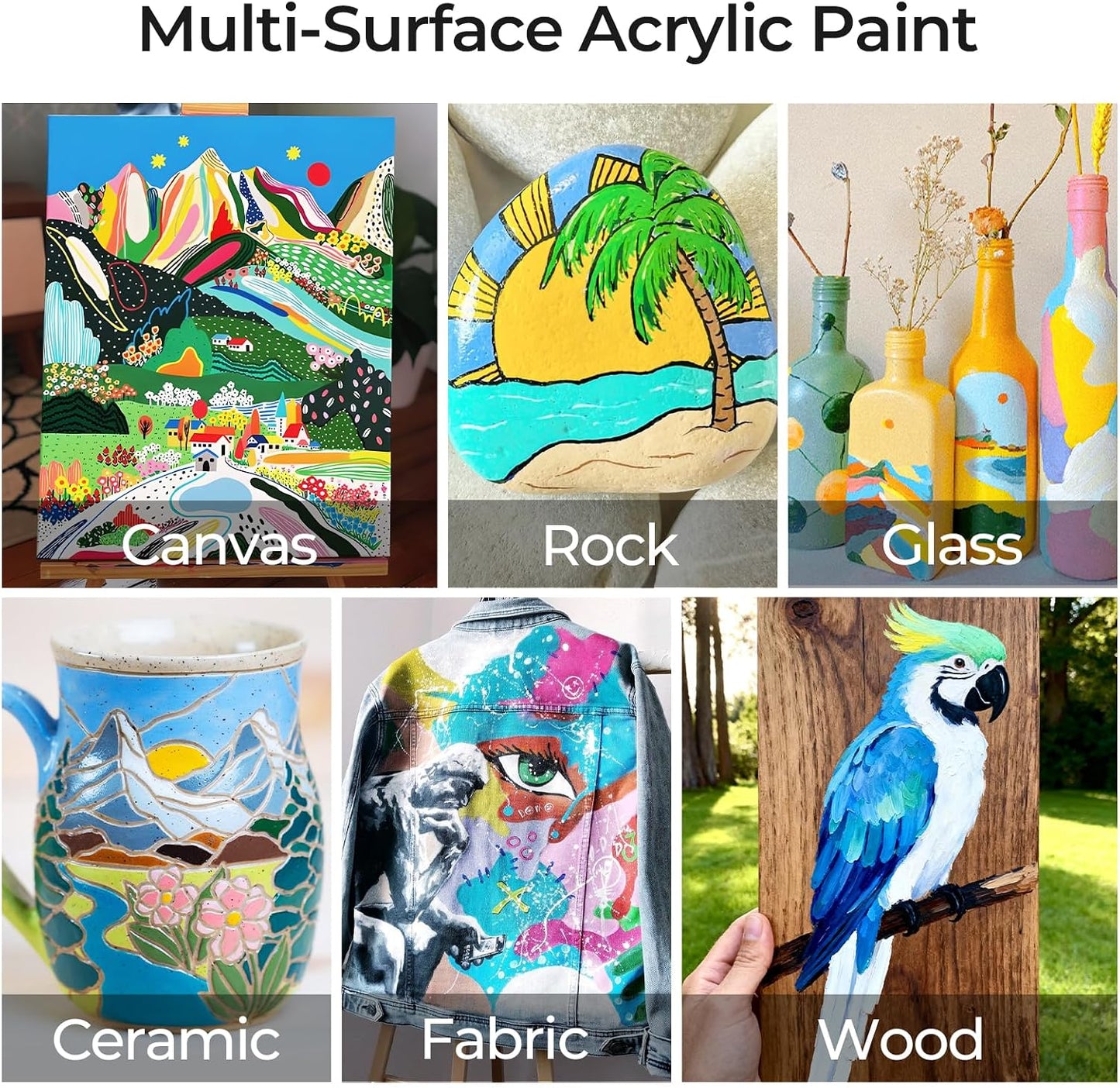 Smallbudi 15 Colors Large Bulk Acrylic Paint Set 10 oz/300 ml for Artists | Rich Pigment Art Painting Supplies Non Toxic Acrylic Kit for Kid & Adult Painting on Canvas Wood Fabric Rock Craft, with Pump