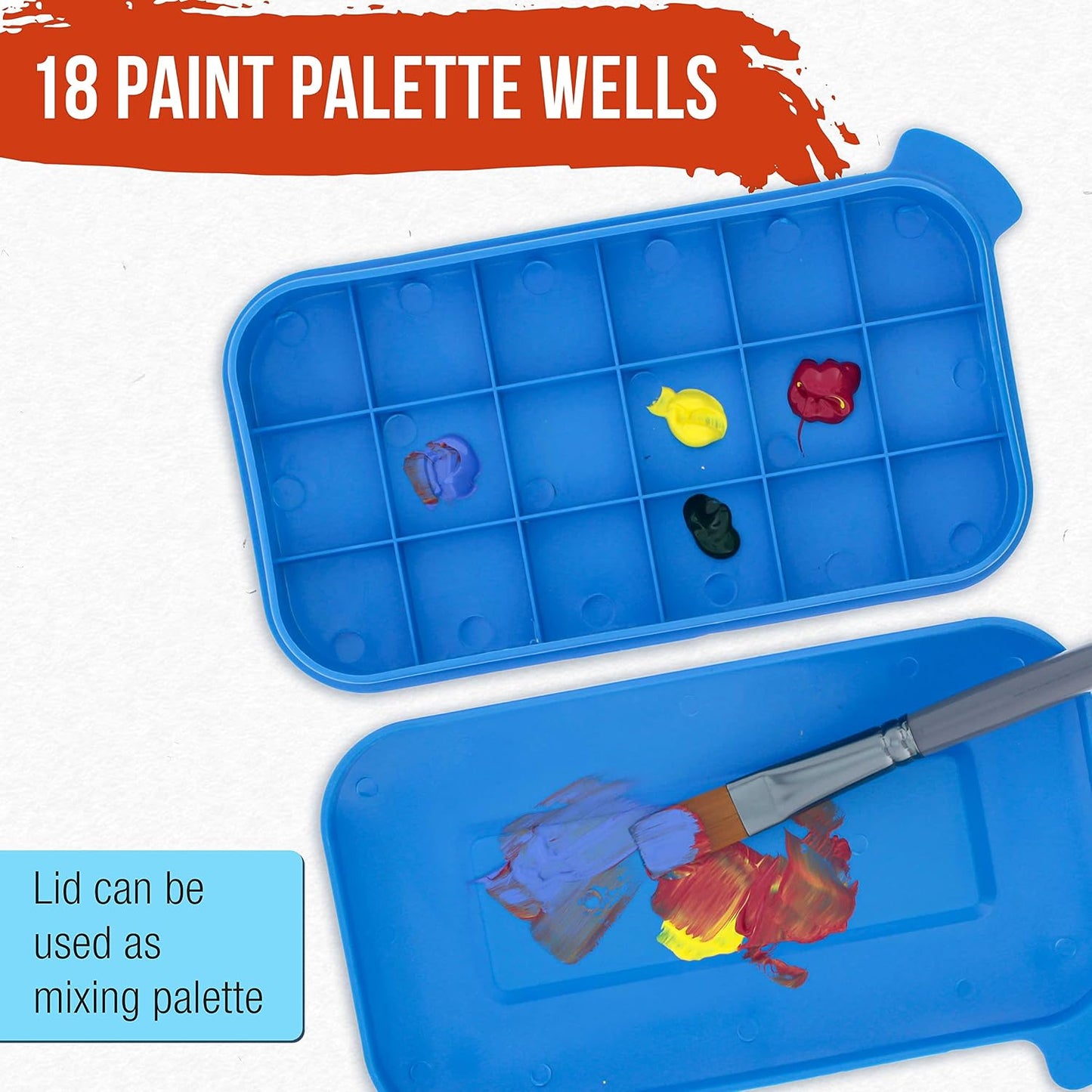 U.S. Art Supply 16-Hole Plastic Paint Brush Cleaner Washer & Paint Brush Holder with Palette Lid for Acrylic, Watercolor & Oil Paints