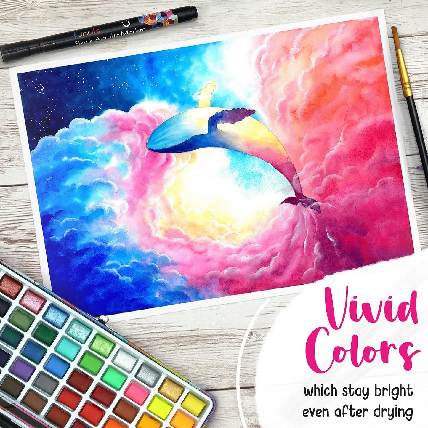 100 Watercolor Paint Set for Adults, Beginners - Travel Art Painting Kit | Water Colors Paint for Adult, Professional Artists - Watercolor Palette with Paper, Brushes, Pen - Art Supplies for School