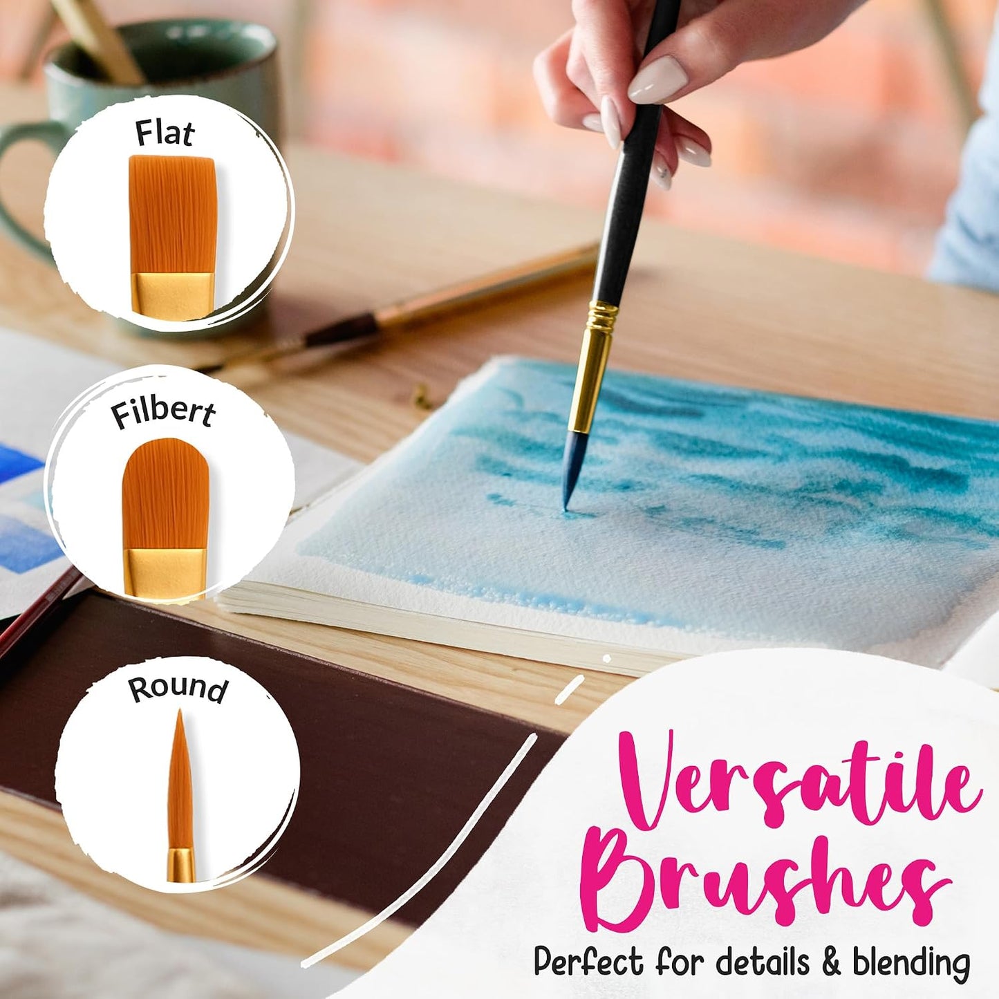 100 Watercolor Paint Set for Adults, Beginners - Travel Art Painting Kit | Water Colors Paint for Adult, Professional Artists - Watercolor Palette with Paper, Brushes, Pen - Art Supplies for School