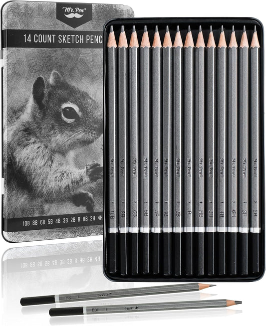 Mr. Pen- Sketch Pencils for Drawing, 14 Pack | Artist Graphite Pencils for Sketching (10B-6H), Sketch Set for Artists, Shading & Art Projects, Sketching Supplies