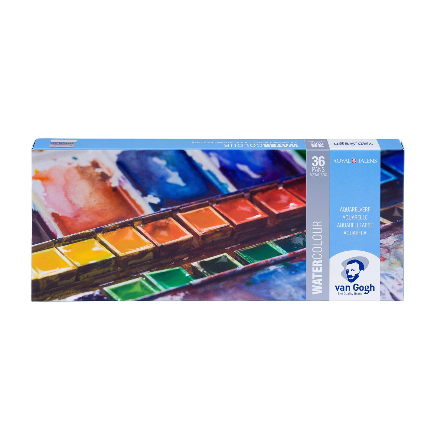 Van Gogh Watercolor Paint Set, Plastic Pocketbox, 12-Half Pan + 3-Half Pan Bonus General Selection