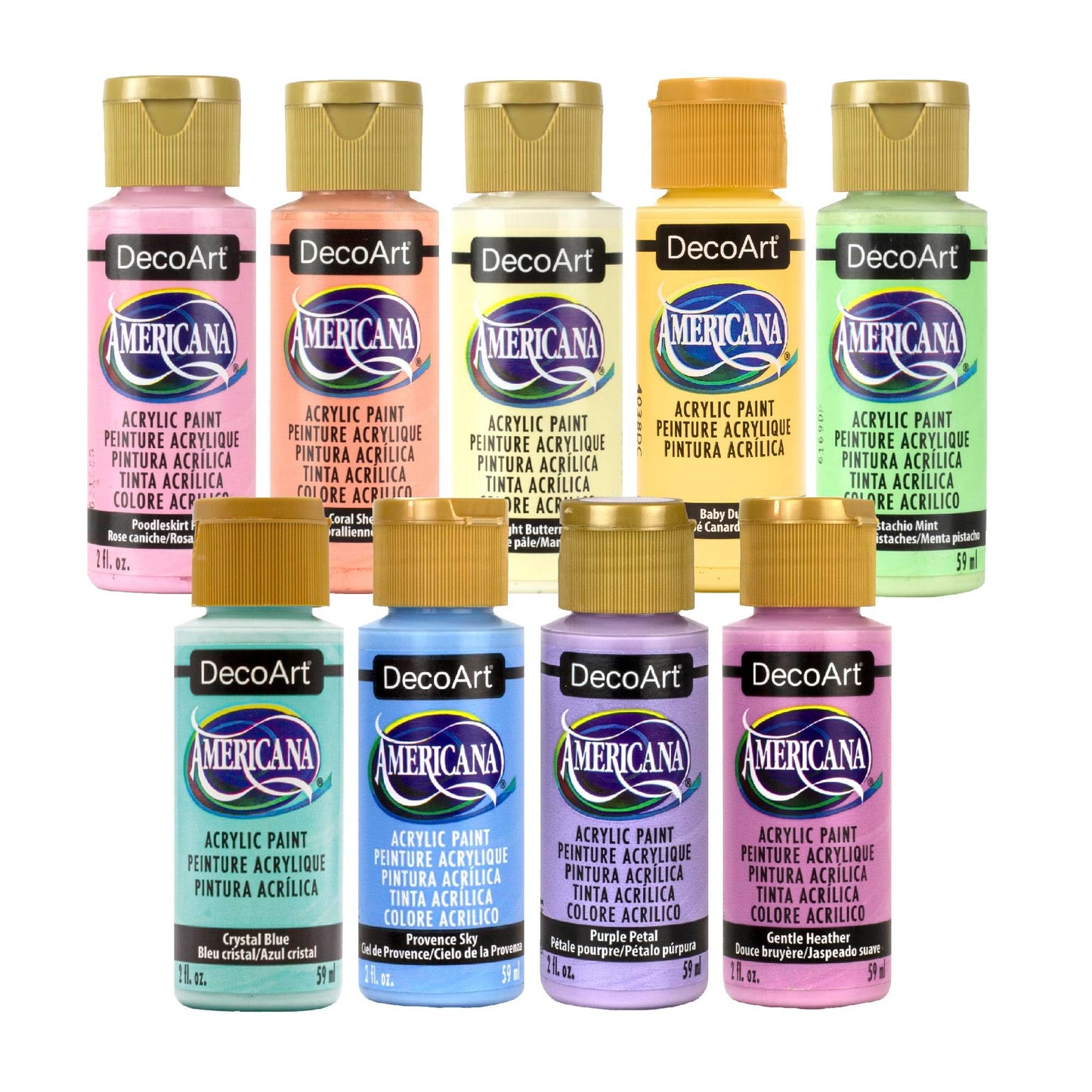 DecoArt Americana Acrylic Paint Set – Popular Colors, 18 Bottles (2 fl oz) – Art and Craft Acrylic Paints for Canvas, Wood, and More