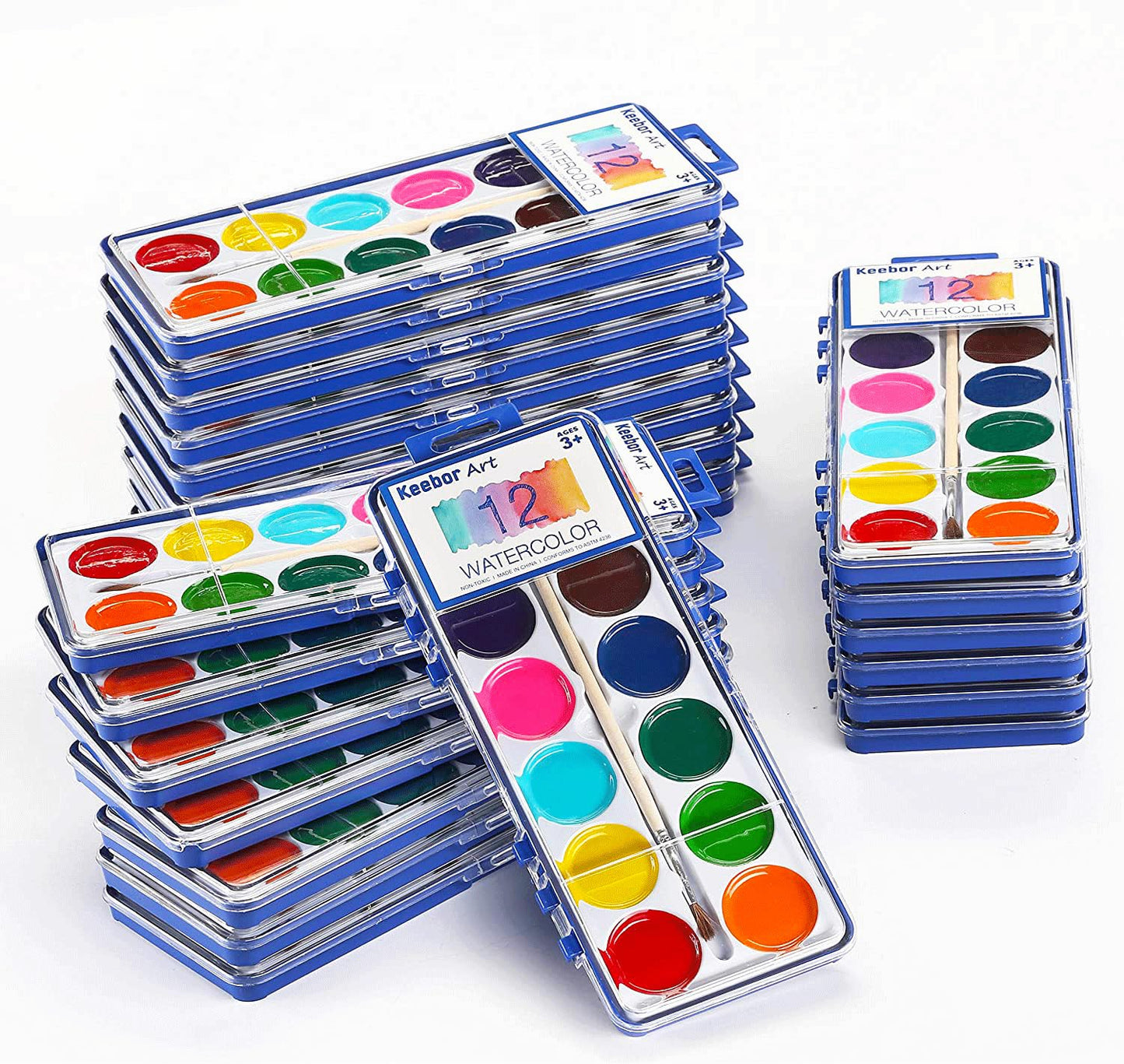 Keebor Washable Watercolor Paint Set, 36 Pack, 8 Colors with Paint Brush