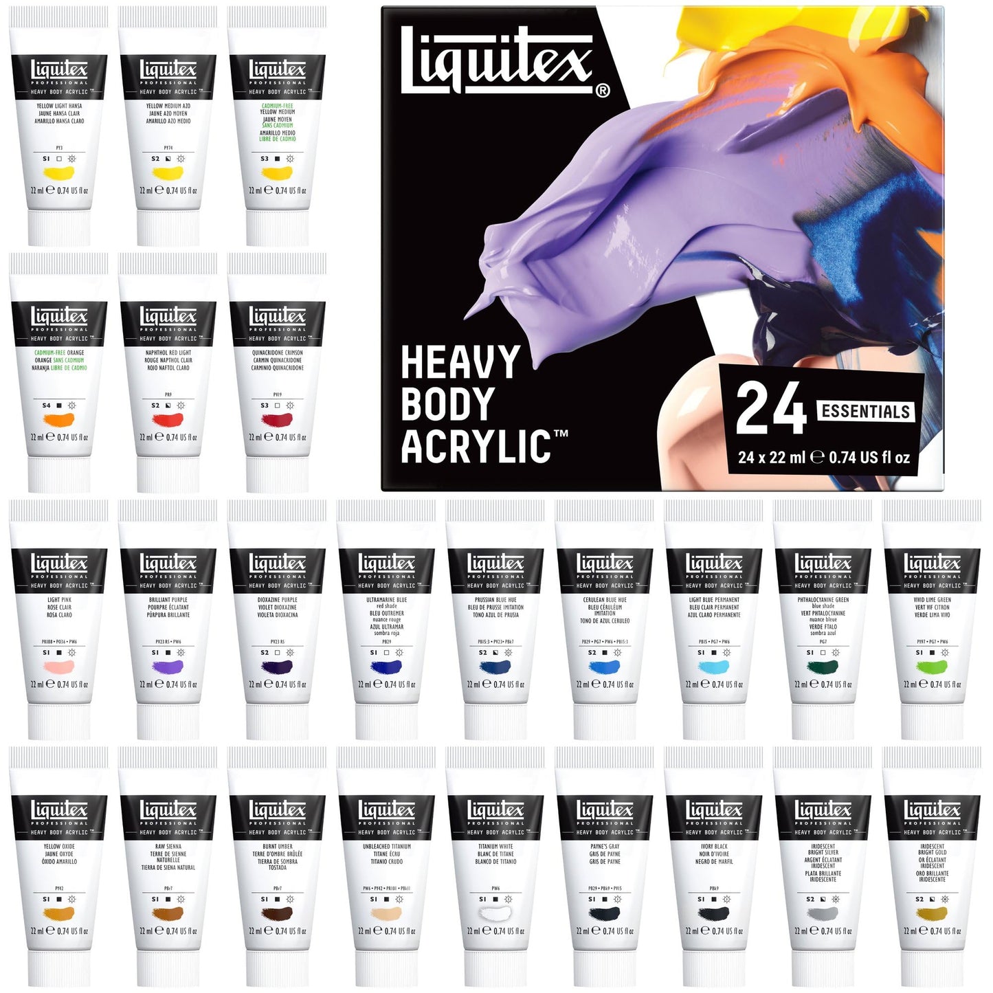 Liquitex Professional Heavy Body Acrylic Paint, Classic 12 x 59ml (2-oz) Set