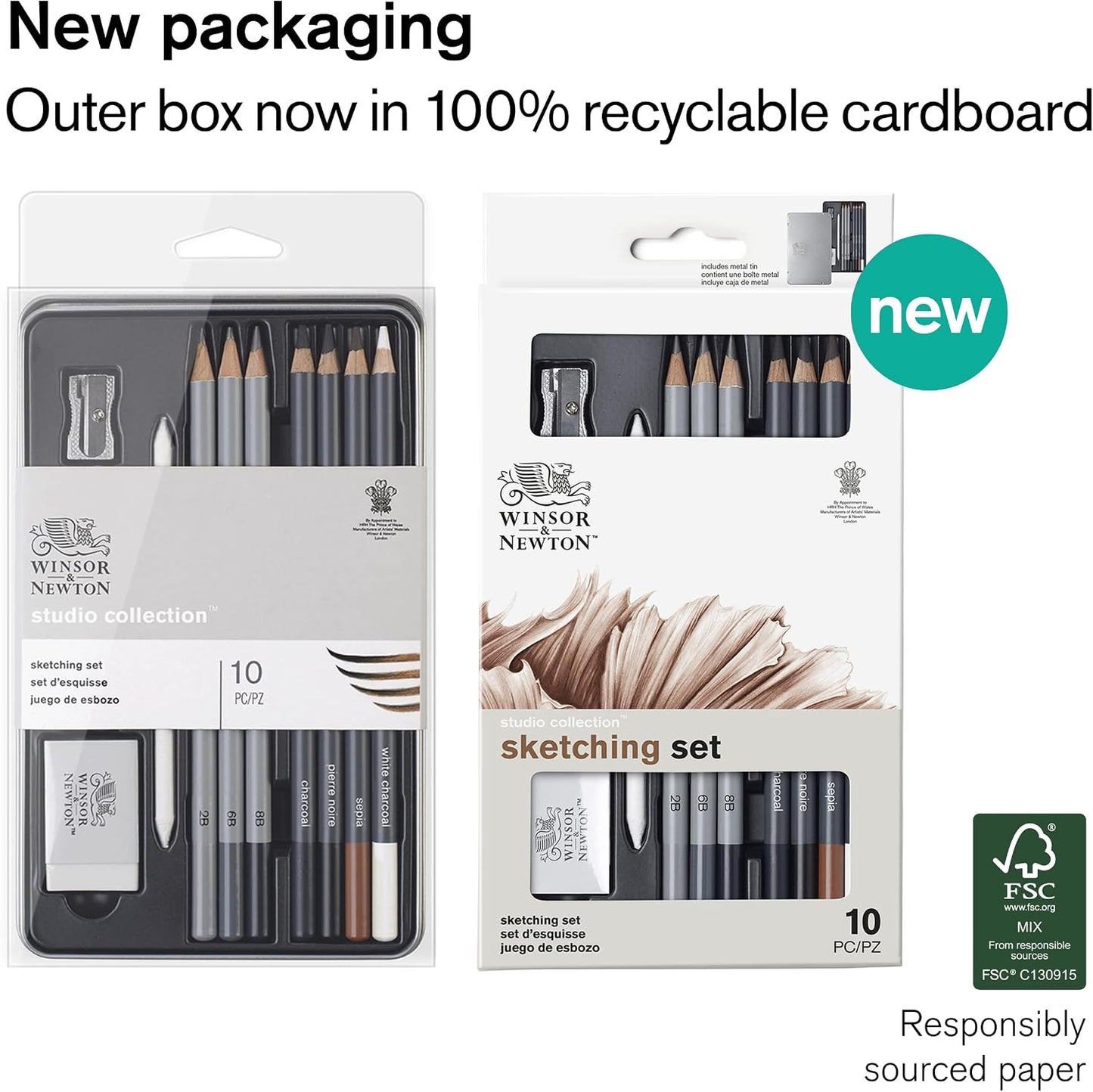 Winsor & Newton Studio Collection Artist Pencils, Sketching Pencils, Set of 10