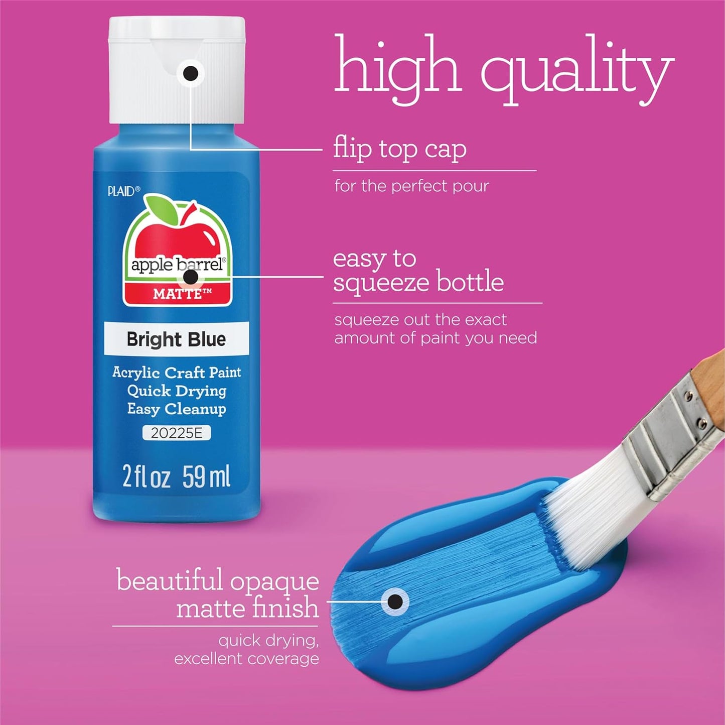 Apple Barrel, Vibrant Spectrum Collection Acrylic Craft Paint, Promoabiii, each, 16 assorted matte colors, 2 Fl Oz, 16 Count