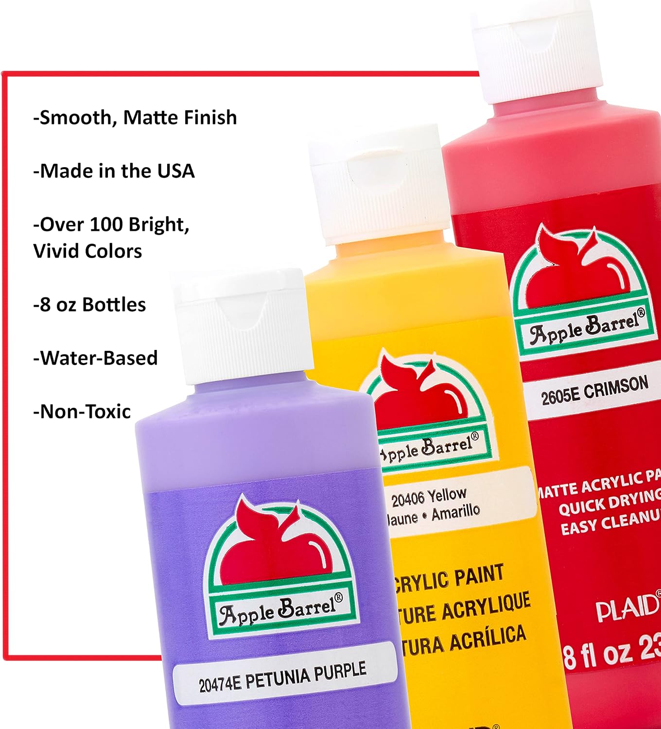 Apple Barrel Acrylic Paint in Assorted Colors (8 Ounce), J20401, Bright Red (1 count)