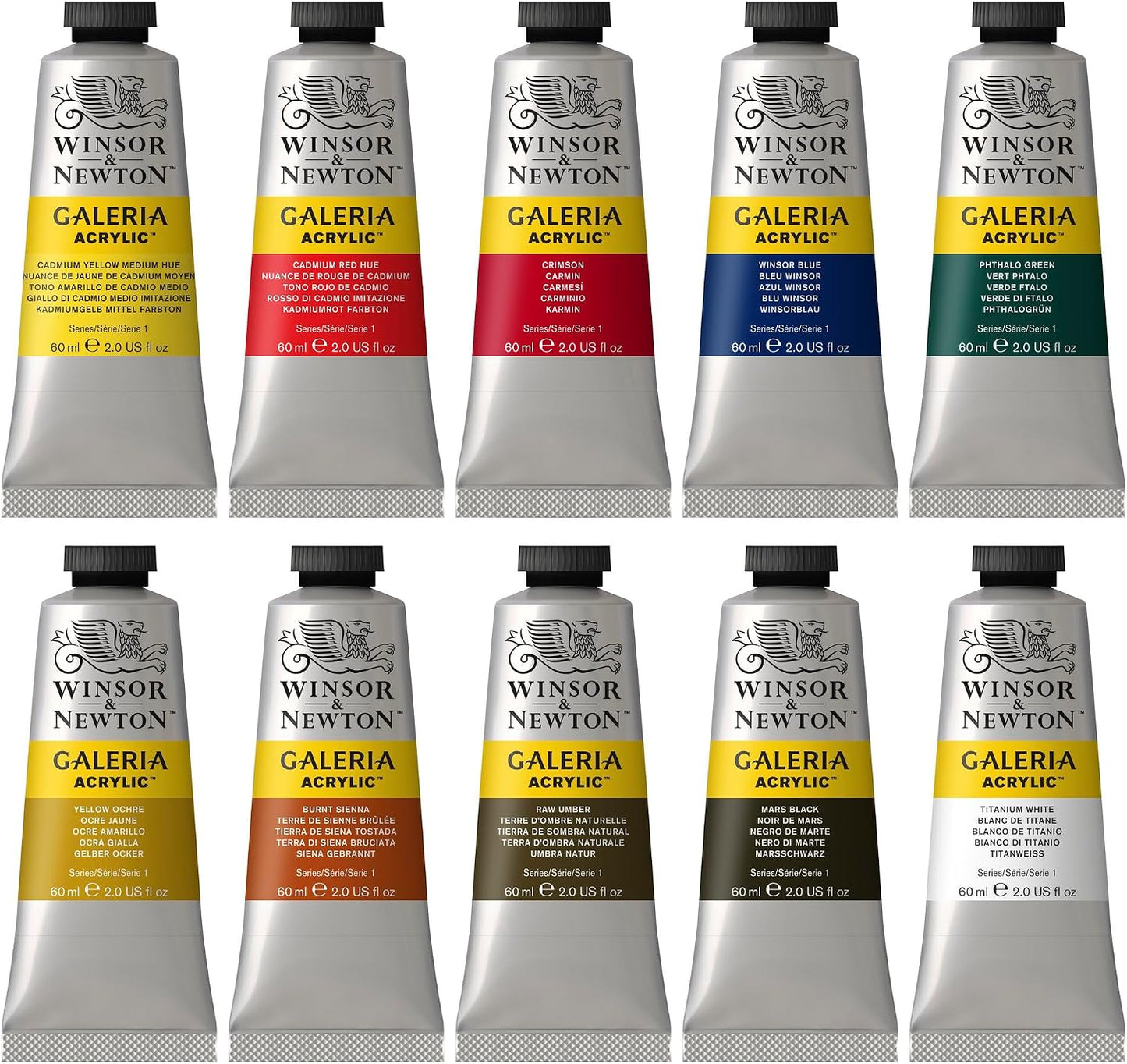Winsor & Newton Galeria Acrylic Paint, 10 x 60ml (2--oz) Tube Paint Set
