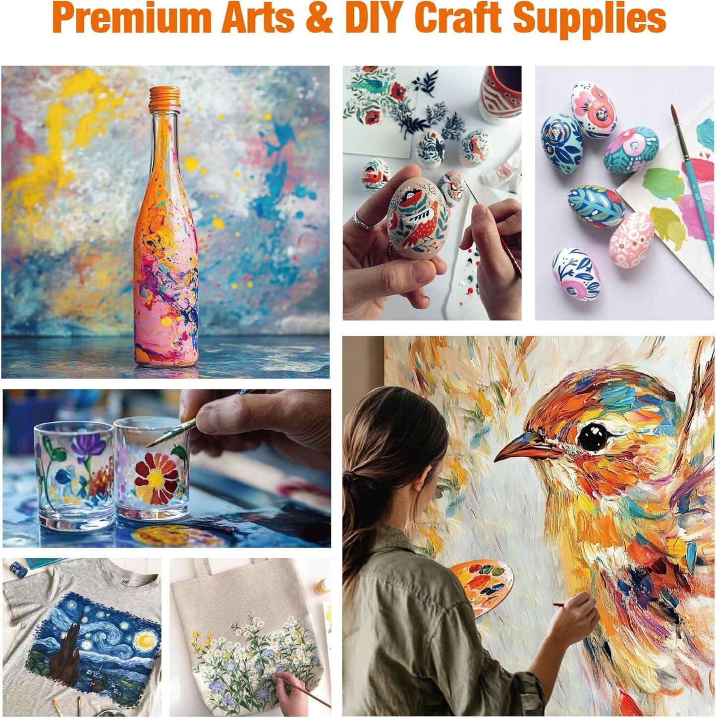 48 Colors Professional Acrylic Paint Set, Artist Paint Supplies | 22ml Tubes, Paint Set for Canvas, Crafts, Clay, Rocks, Paper etc., Basics Art Supplies, Giftable Set for Artists, Beginners