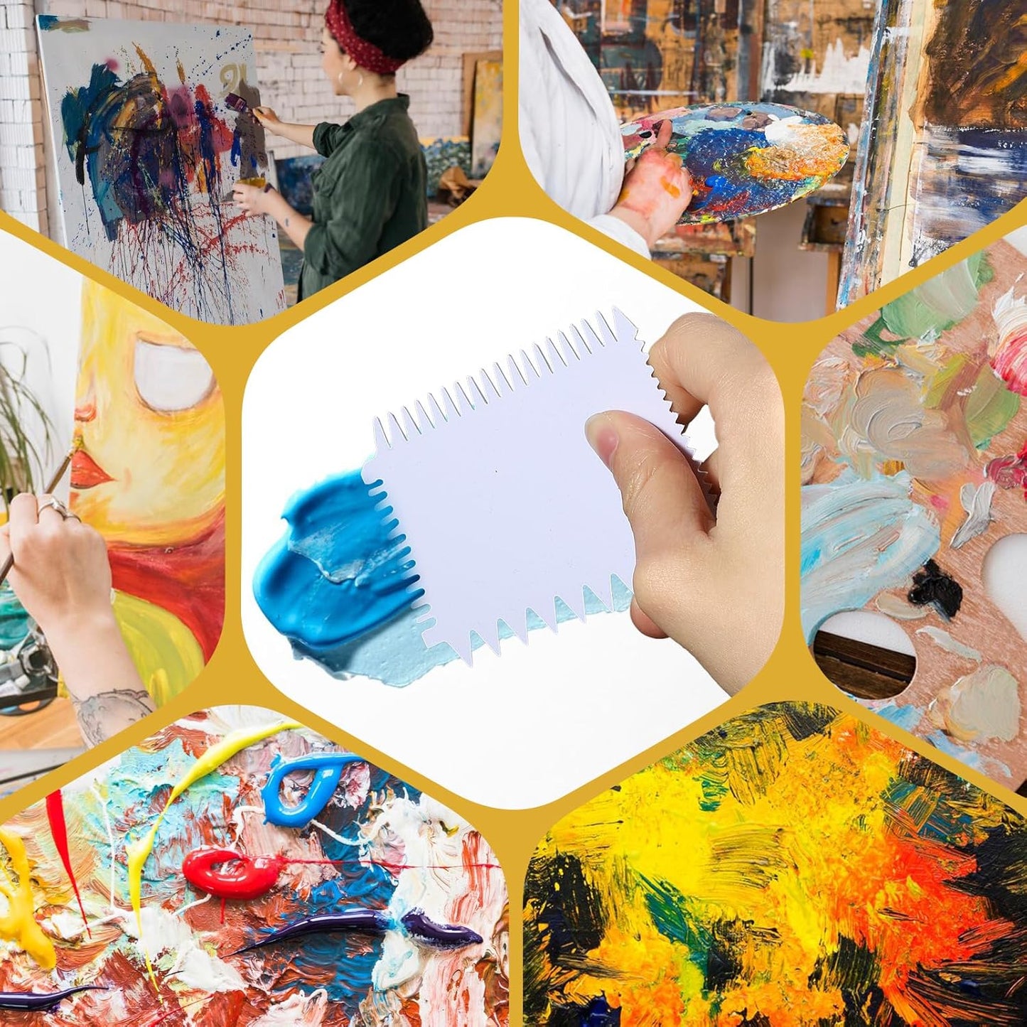 8pcs Acrylic Swipe Painting Tools Paint Scraper Plastic Paint Swipe Accessories Acrylic Pouring Tools for Acrylics Painting Technique