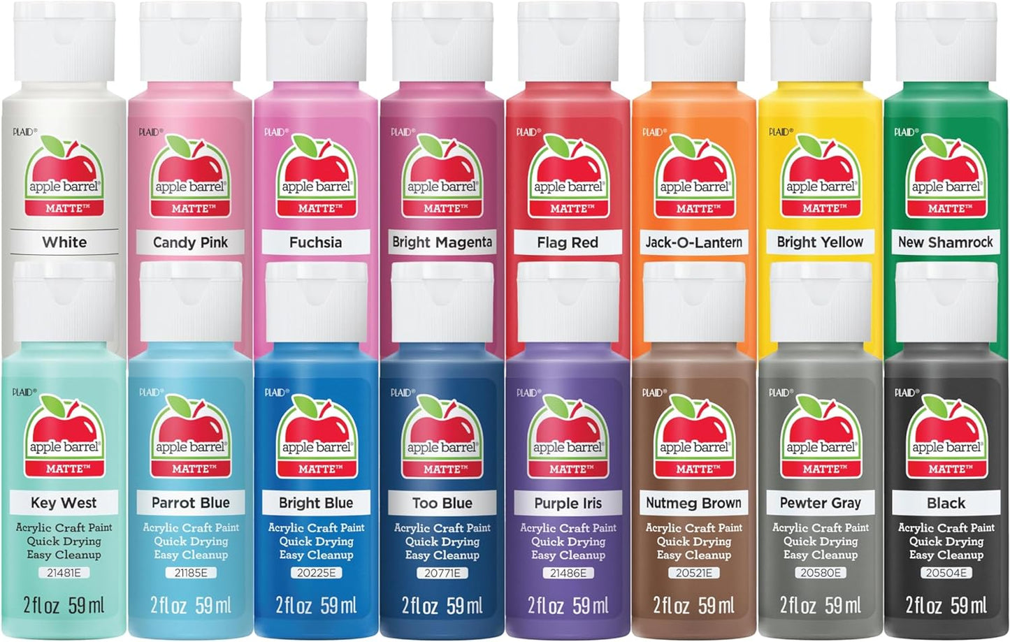 Apple Barrel, Vibrant Spectrum Collection Acrylic Craft Paint, Promoabiii, each, 16 assorted matte colors, 2 Fl Oz, 16 Count