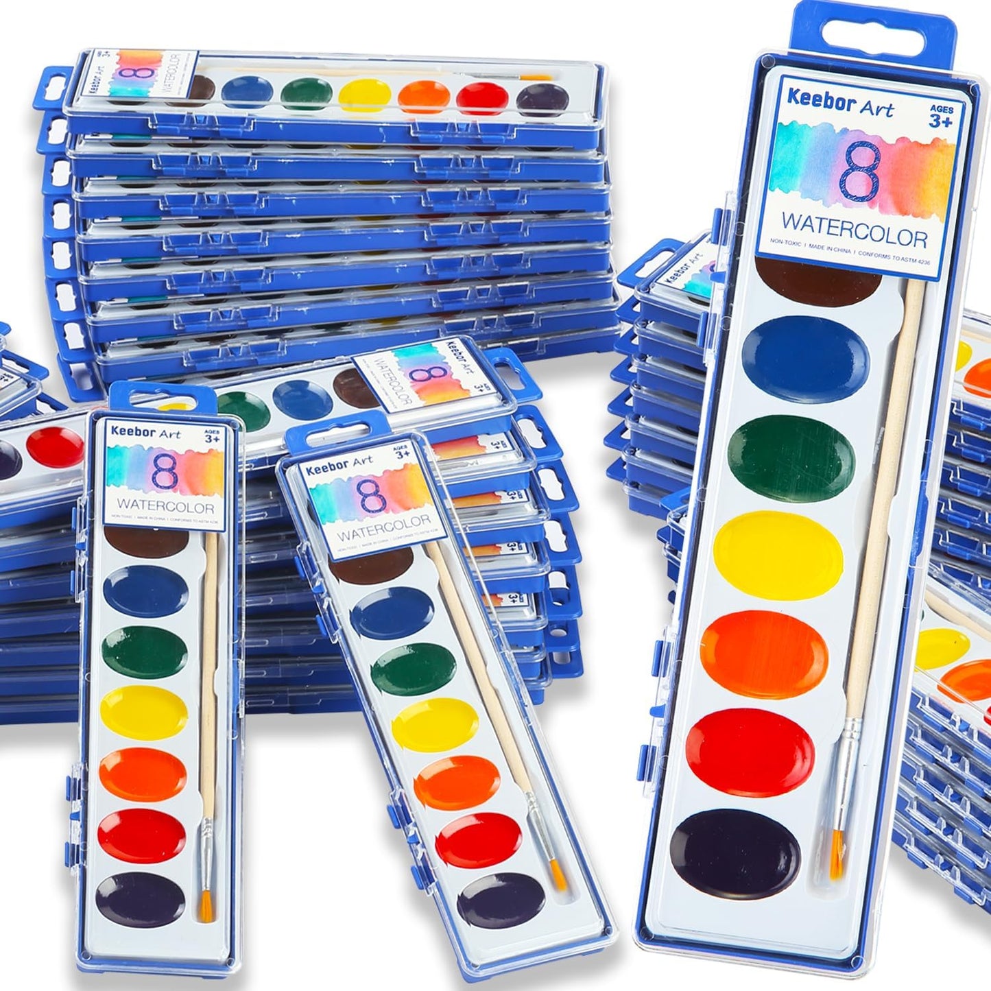 Keebor Washable Watercolor Paint Set, 36 Pack, 8 Colors with Paint Brush