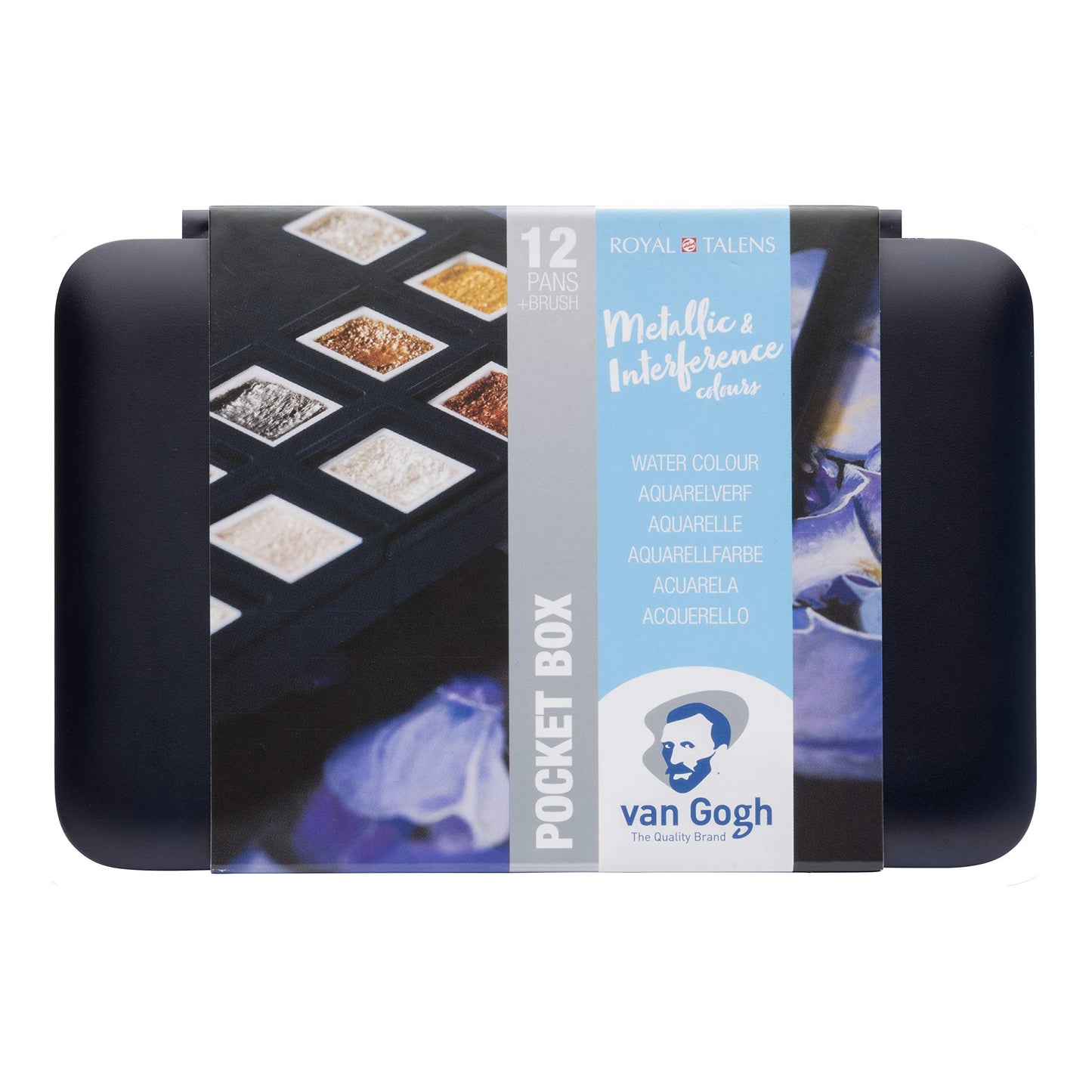 Van Gogh Watercolor Paint Set, Plastic Pocketbox, 12-Half Pan + 3-Half Pan Bonus General Selection