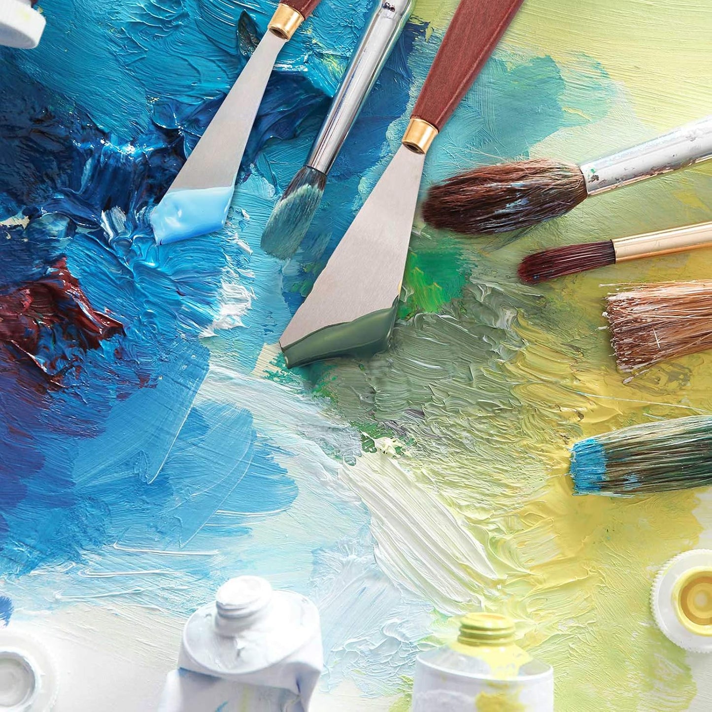 Palette Knife Set Spatula Pallet Knives Stainless Steel Painting Knife Mixing Scraper Oil Painting Accessories Paint Metal Knives Wood Handle for Art Acrylic Draw Color Mixing Supplies(2 Pieces)
