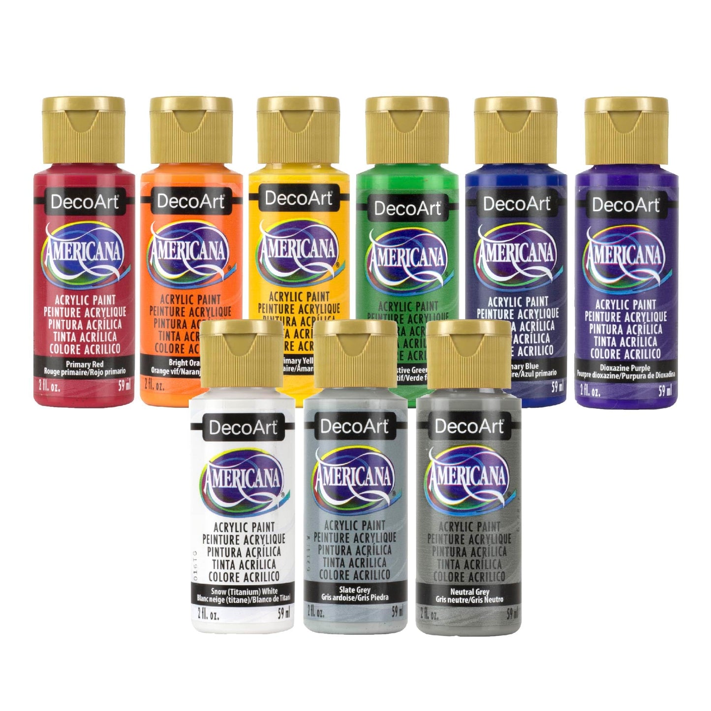 DecoArt Americana Acrylic Paint Set – Popular Colors, 18 Bottles (2 fl oz) – Art and Craft Acrylic Paints for Canvas, Wood, and More