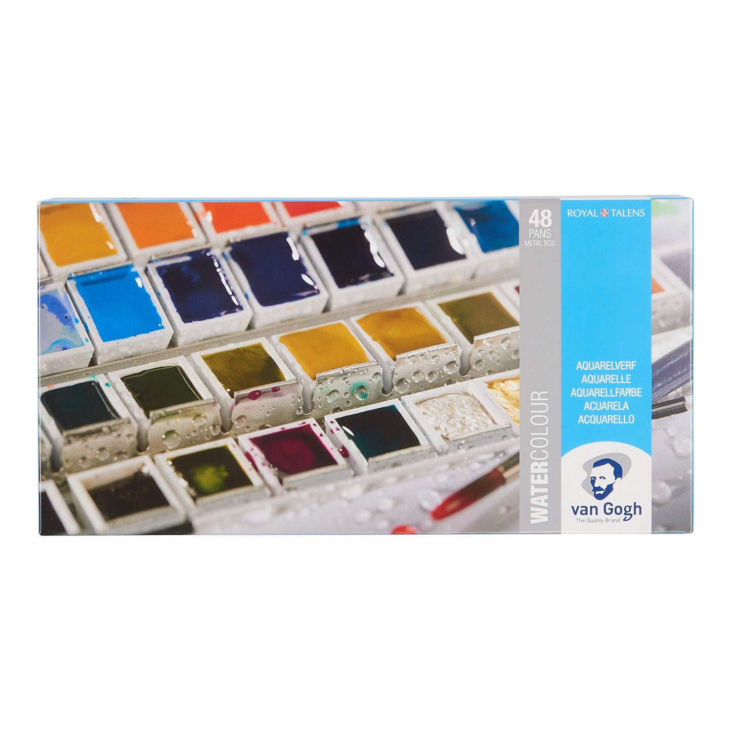 Van Gogh Watercolor Paint Set, Plastic Pocketbox, 12-Half Pan + 3-Half Pan Bonus General Selection