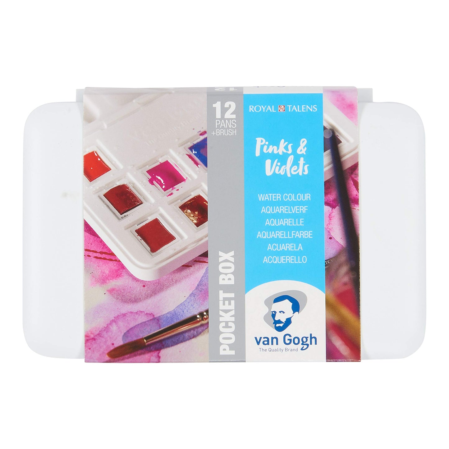 Van Gogh Watercolor Paint Set, Plastic Pocketbox, 12-Half Pan + 3-Half Pan Bonus General Selection