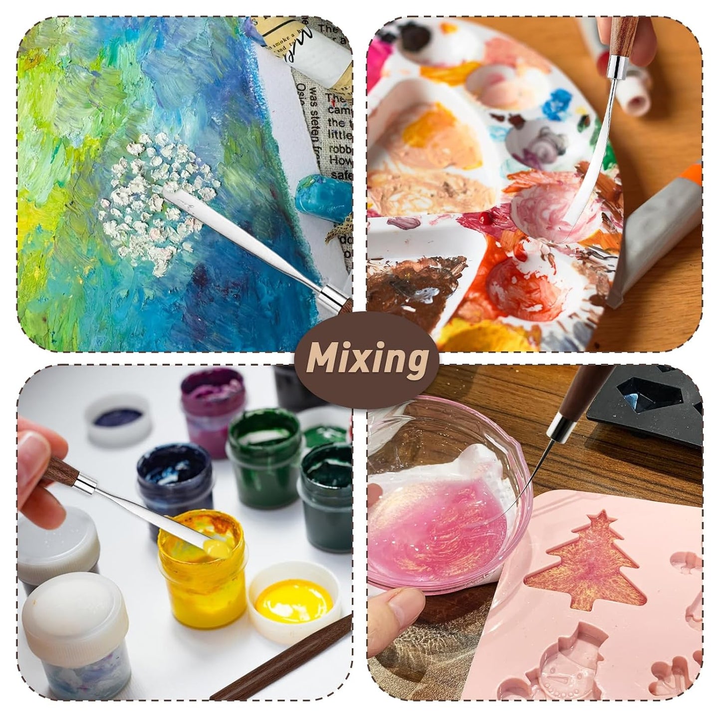 Palette Knife Painting Spatula for Oil, Acrylic Paint, Metal Painting Knife Mixing for Art, Palette Scraper for Creative Painting,Color Mixing, Smearing. 2Pc