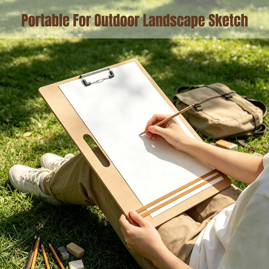 13"x17" Drawing Board with Clip, Rubber Bands and Carry Handle | Portable Lightweight Art Board For Sketching, Durable Watercolor Board For Artists Indoor Outdoor Use, Art Supply