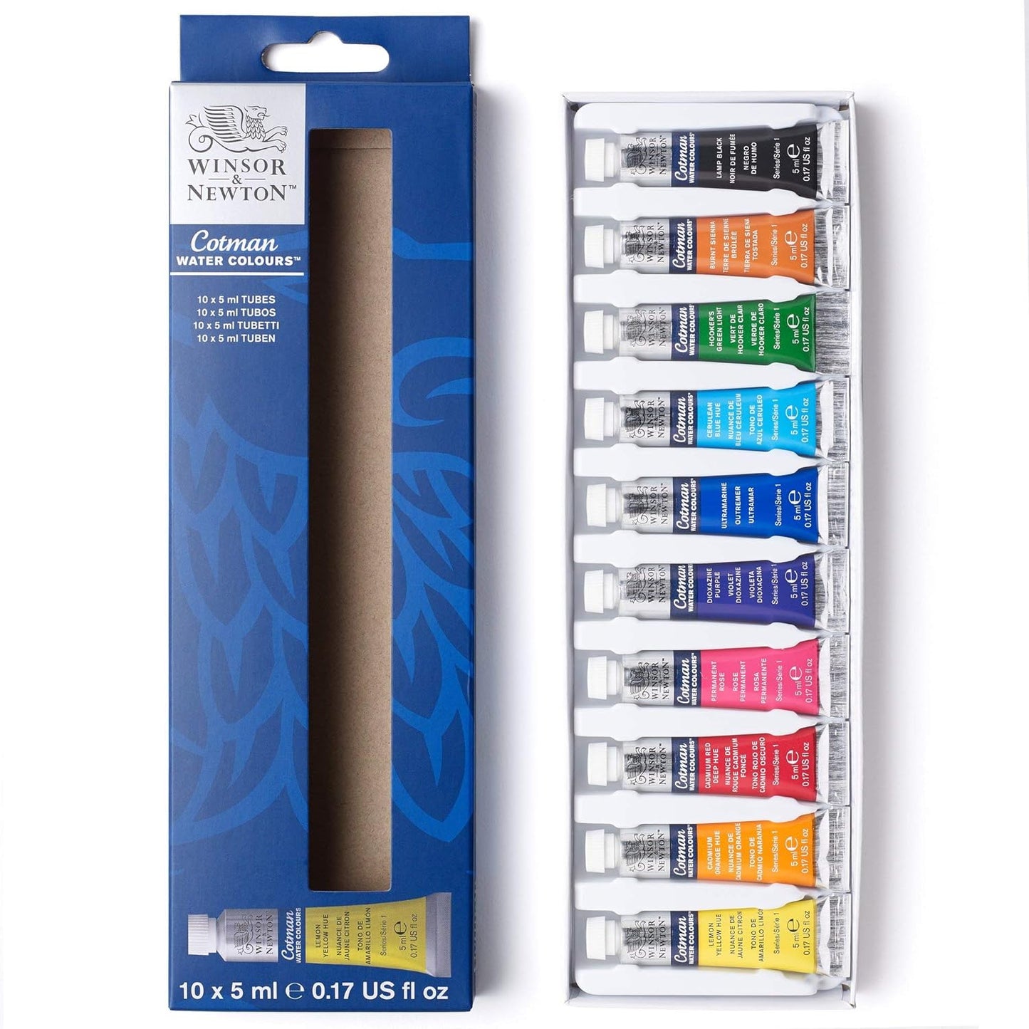 Winsor & Newton Cotman Watercolor Paint Set, Studio Set, 45 Half Pan w/ Brush