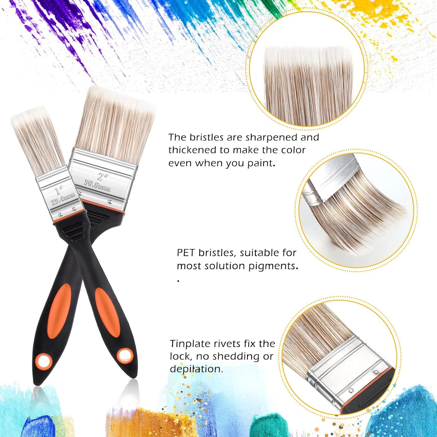 CHENGU 5 Piece Paint Knives Palette Knife Set with Fan Brush for Oil Canvas | Stainless Steel Blades, 2 in and 1 in Knives, Background Blender, Mixing Spatula, Painting Starter Kit