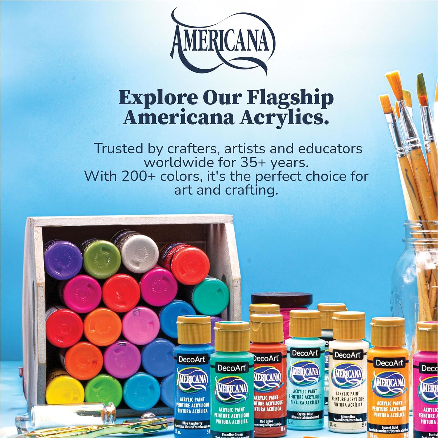 DecoArt Americana Acrylic Paint Set – Popular Colors, 18 Bottles (2 fl oz) – Art and Craft Acrylic Paints for Canvas, Wood, and More