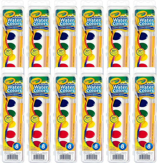 Crayola Washable Watercolor Paint Sets for Kids & Teachers (12ct), Bulk Classroom School Supplies for Preschool & Kindergarten, Wishlist Essentials, Crafting Activities for Toddlers | Watercolor Paint Sets for Kids, Teachers Classroom School Supplies, Pre