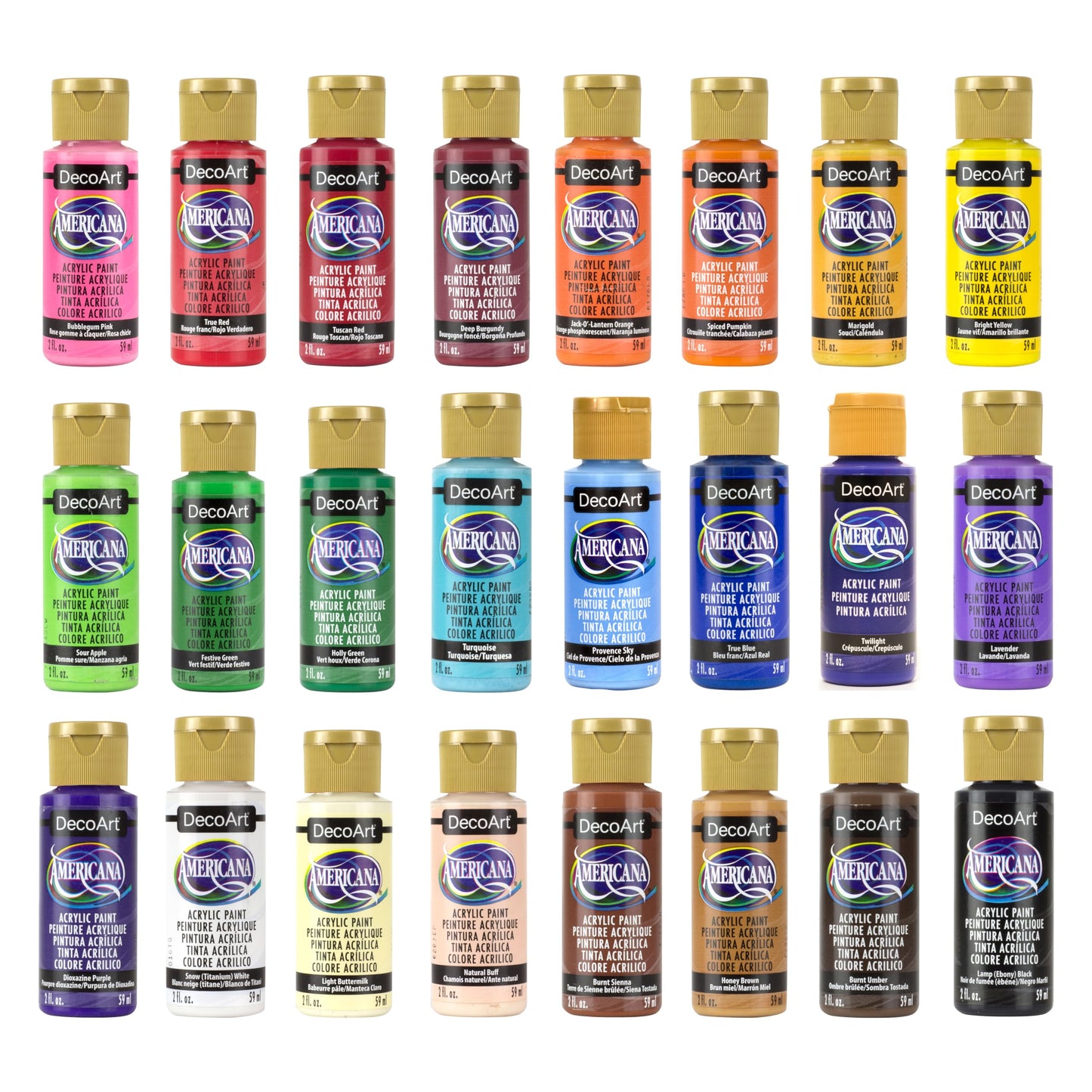 DecoArt Americana Acrylic Paint Set – Popular Colors, 18 Bottles (2 fl oz) – Art and Craft Acrylic Paints for Canvas, Wood, and More